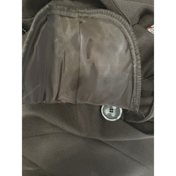 PERCEPTIONS PETITE Size 8 8P Brown 2 Button Blazer Shoulder Pads Long Sleeve - Picture 4 of 11